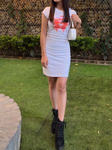 H&amp;M White Graphic T-Shirt Dress