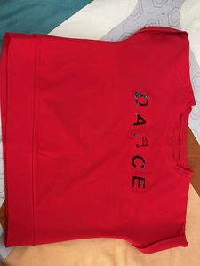 Red 'DANCE' Graphic crop top