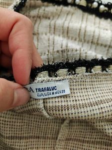 Zara Chic Pearl Trim Tweed Top