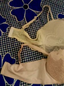 Lace Trim Padded Bras Set Size :36,34