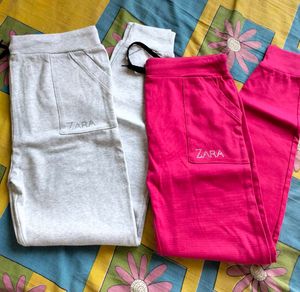 Zara Girls Joggers - Pink &amp; Grey Duo