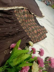Elegant Brown Kurta Set with Dupatta