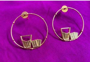 Unique Chai Glass Hoop Earrings