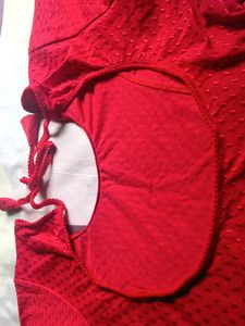 Red Cute Textured Blouse