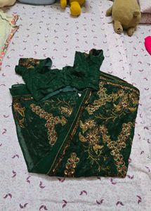 Emerald Green Sequined Saree