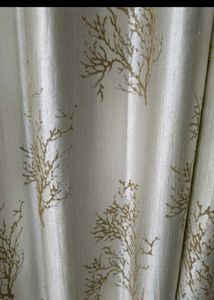 Elegant Cream Curtains with Coral Design