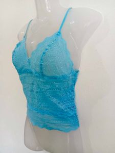 Blue Lace Bralette Camisole Top