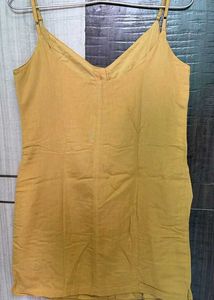 Yellow Button-Up Mini Dress With 2 Pockets