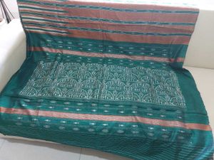 Green &amp; Brown Striped Tussar Silk Saree