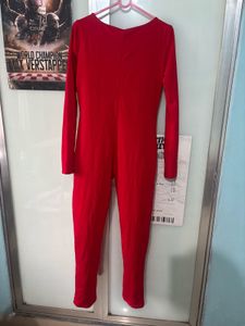 Red Newme Long Sleeve Jumpsuit With