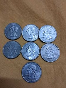 7 Commemmorative USA quarters