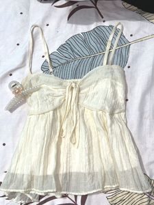 Cream Crinkle Cami Top
