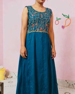 Beautiful Teal Embroidered Gown