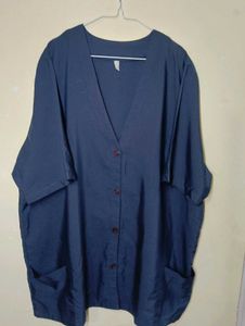 V-Neck Button-Up Tunic Top