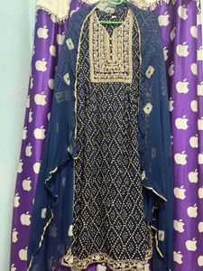 Elegant Navy Blue Kurta Set with Dupatta