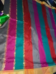 Multi Clr Pattu Saree
