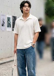 Men's Textured Polo T-Shirt
