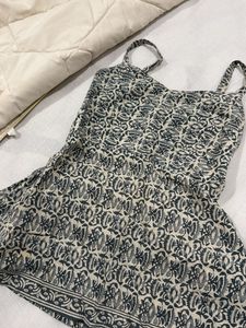 Printed short kurti grey colour