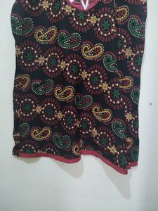 Black Kurta With Mango Prints And Embroidery