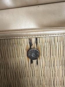 Gold Woven Crossbody Bag thoda damage hai photos m