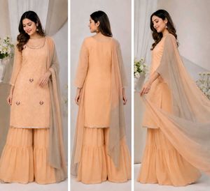 Nude Sharara Set with Dupatta