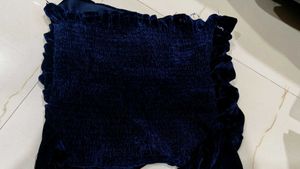 Navy Blue Crop Top Velvet