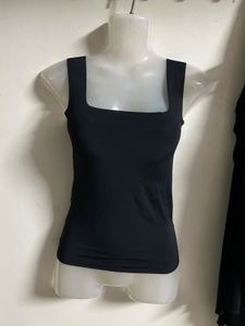 Sleek Black Square Neck Tank Top