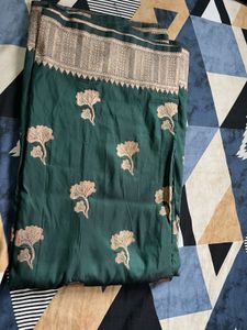 Elegant Emerald Green Banarasi Saree