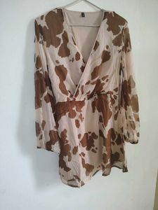 Trendy Cow Print Wrap Dress