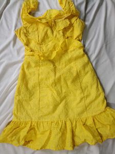 Vibrant Yellow Ruffle Dress