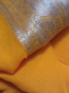 Vibrant Yellow Saree with Gold Border