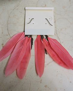 Branded PINK Feather Earrings