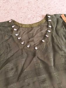 Stylish Olive Green Kaftan Kurta