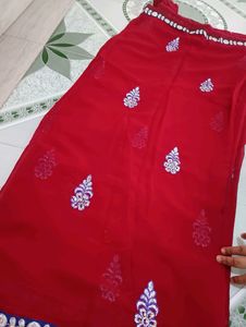 Red ♥️ Fully Worked Saree With Unstitched Blouse