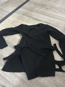 Black Ribbed Cardigan