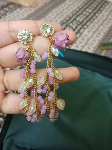 Elegant Dangle Earrings with Floral Accent