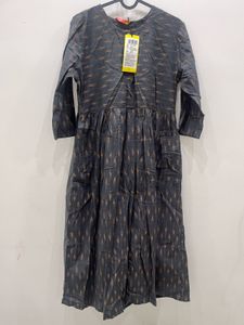 Elegant Grey Ikat Print Kurta - New