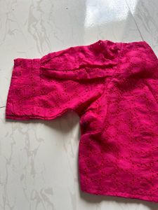 Elegant Pink Embroidered Blouse