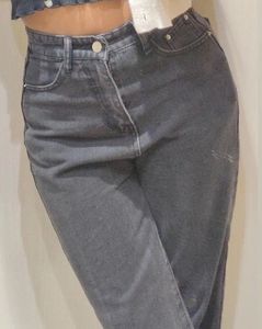 Washed Black Grey Wide Leg Jeans
