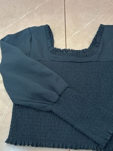 Smocked Square Neck Puff Sleeve Top