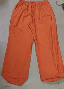 Orange trousers women cotton