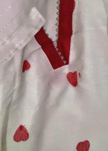 White Kurta with Red Hearts