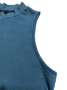 Shein Blue Mock Neck Sleeveless Crop Top Large