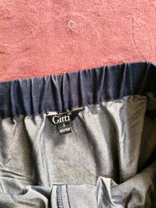 Denim Button-Front Midi Skirt