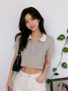 Balck and white striped crop top
