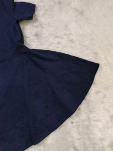 Chic Navy Blue Fit &amp; Flare Dress