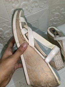 Cream Wedge Sandals