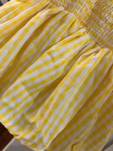 Cute Yellow Gingham Tie-Front Top