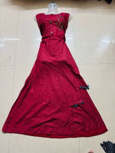 Maroon Ethnic one piece with Embellishments
