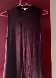 high neck maroon dress